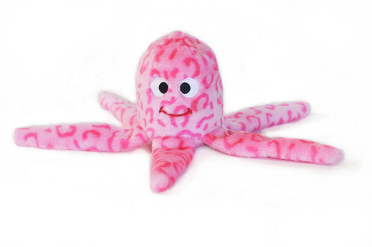 Zippy Paws Floppy Jelly Pink Octopus Squeaker Plush Dog Toy