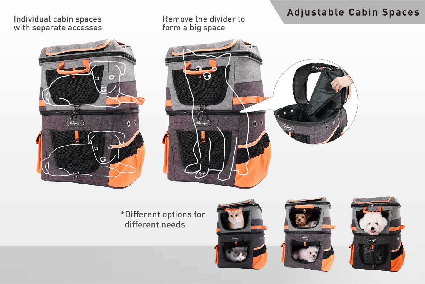 Ibiyaya Two-tier Pet Backpack