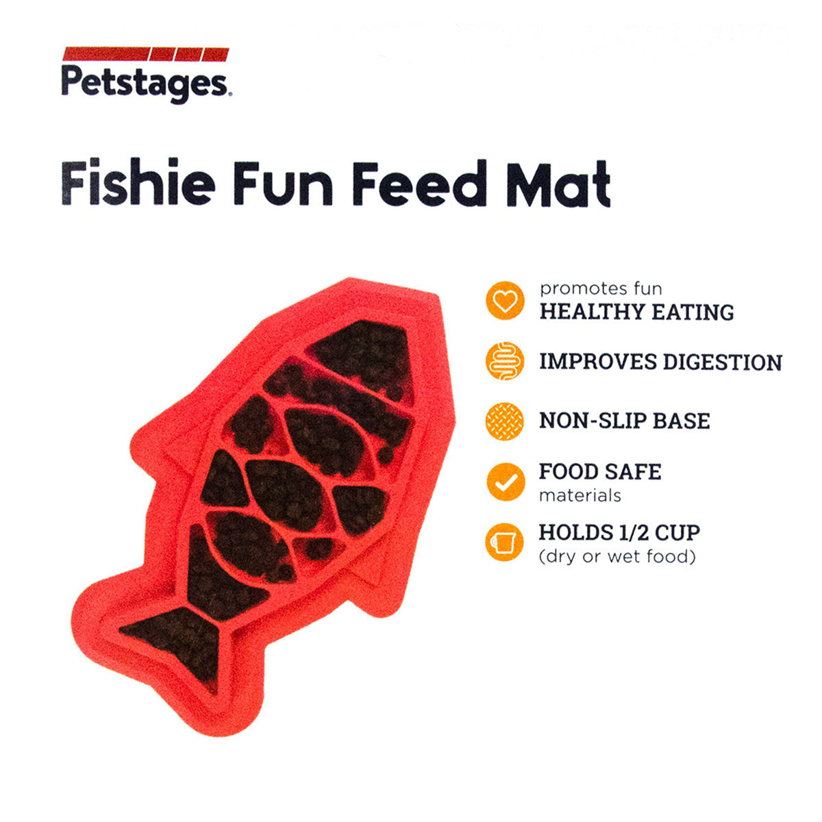 Petstages Fishie Fun Feed Mat Wet and Dry Slow Food Bowl for Cats - Pink