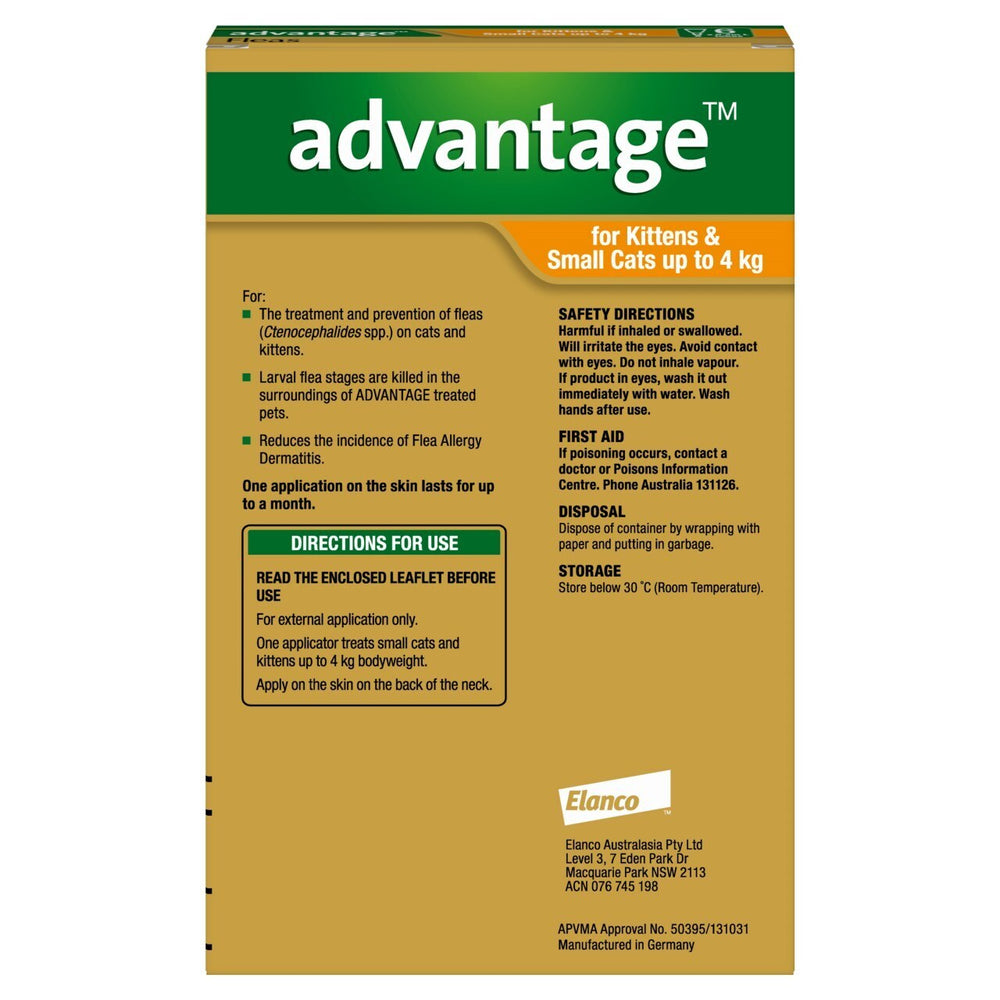 Advantage Spot-On Flea Control for Cats Under 4kg - 6-Pack