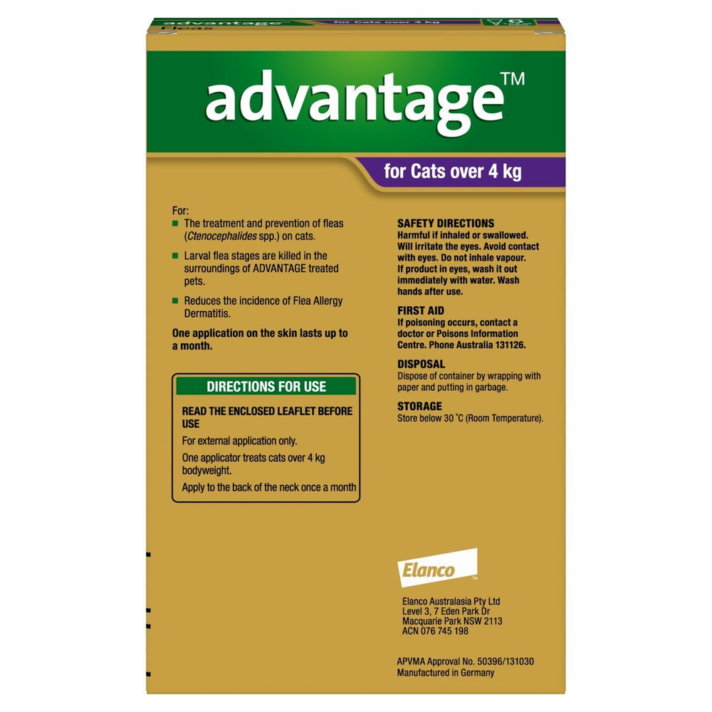 Advantage Spot-On Flea Control for Cats over 4kg - 6-Pack