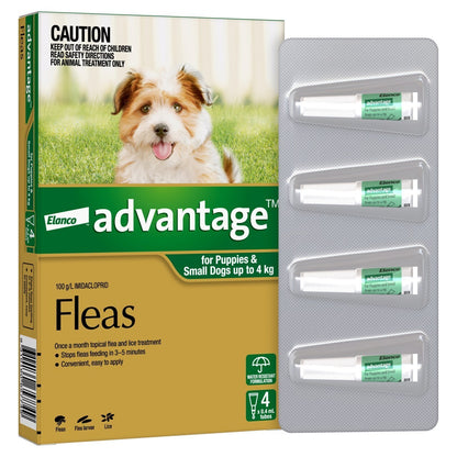 Advantage Spot-On Flea Control for Dogs under 4kg - 4 Pack