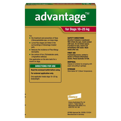 Advantage Spot-On Flea Control for Dogs 10-25kg - 6-Pack