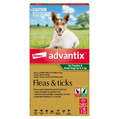 Advantix Spot-On Flea & Tick Control for Dogs Up to 4kg - 6-Pack