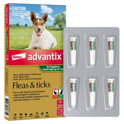 Advantix Spot-On Flea & Tick Control for Dogs Up to 4kg - 6-Pack