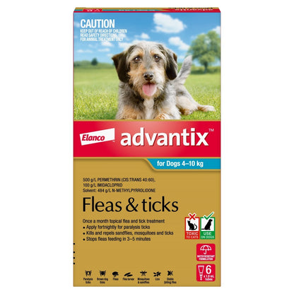 Advantix Spot-On Flea & Tick Control for Dogs 4-10kg - 6-Pack