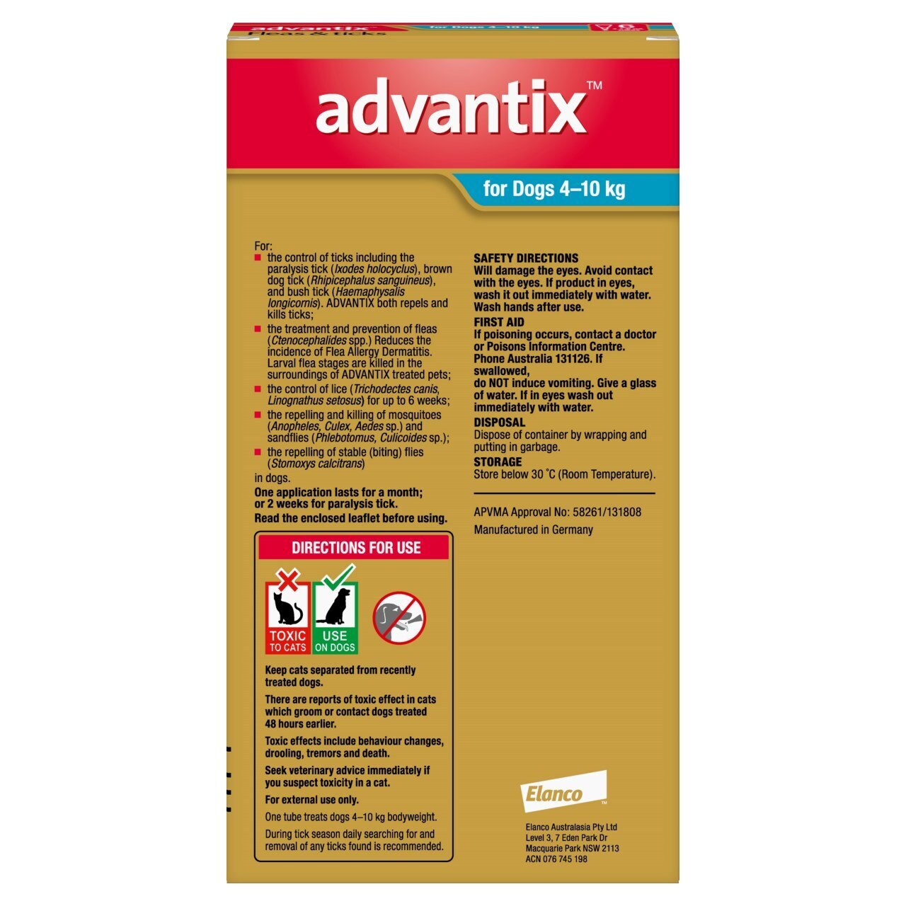 Advantix Spot-On Flea & Tick Control for Dogs 4-10kg - 6-Pack