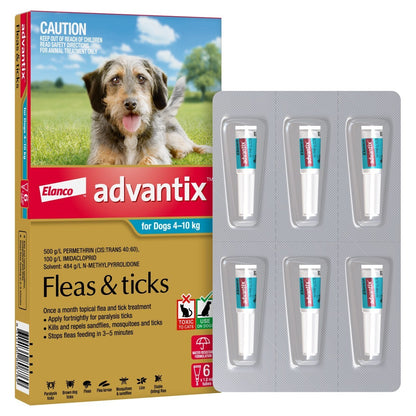 Advantix Spot-On Flea & Tick Control for Dogs 4-10kg - 6-Pack