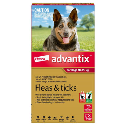 Advantix Spot-On Flea & Tick Control for Dogs 10-25kg - 3-Pack