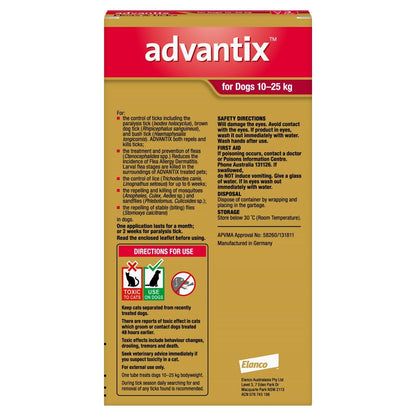 Advantix Spot-On Flea & Tick Control for Dogs 10-25kg - 3-Pack