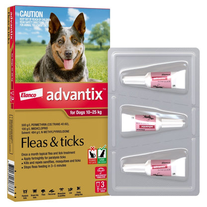 Advantix Spot-On Flea & Tick Control for Dogs 10-25kg - 3-Pack