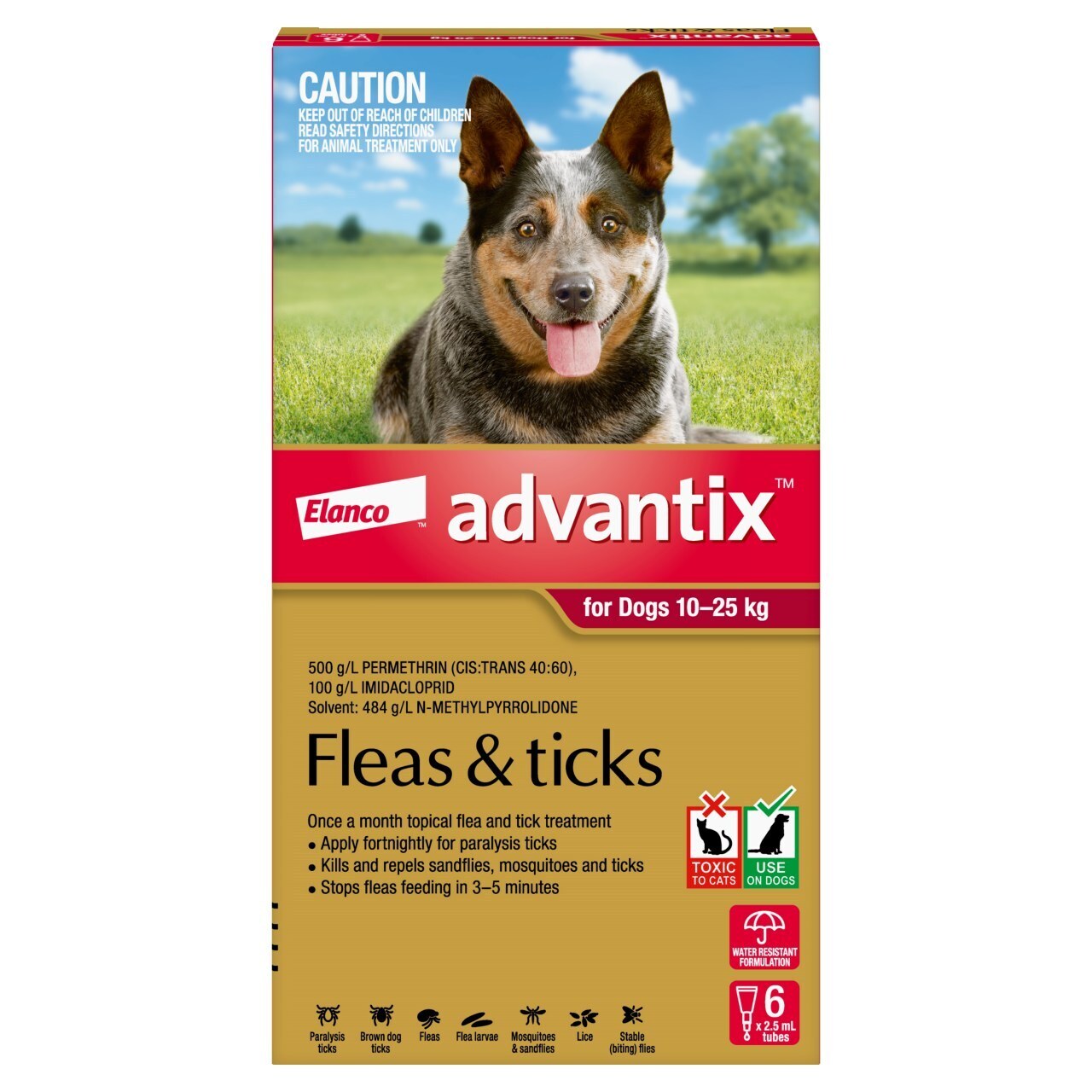 Advantix Spot-On Flea & Tick Control for Dogs 10-25kg - 6-Pack