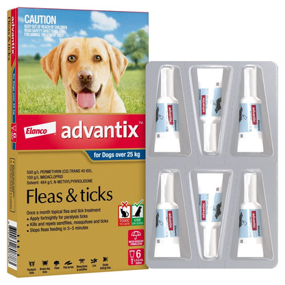 Advantix Spot-On Flea & Tick Control for Dogs over 25kg - 6-Pack