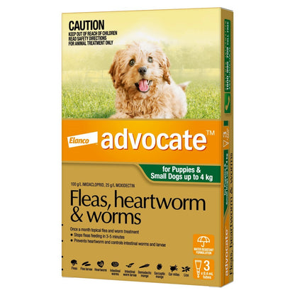 Advocate Flea & Wormer Spot-on for Dogs up to 4kg - 3-Pack