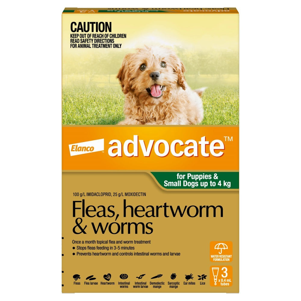 Advocate Flea & Wormer Spot-on for Dogs up to 4kg - 3-Pack