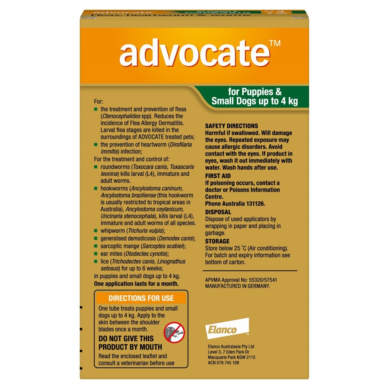 Advocate Flea & Wormer Spot-on for Dogs up to 4kg - 3-Pack