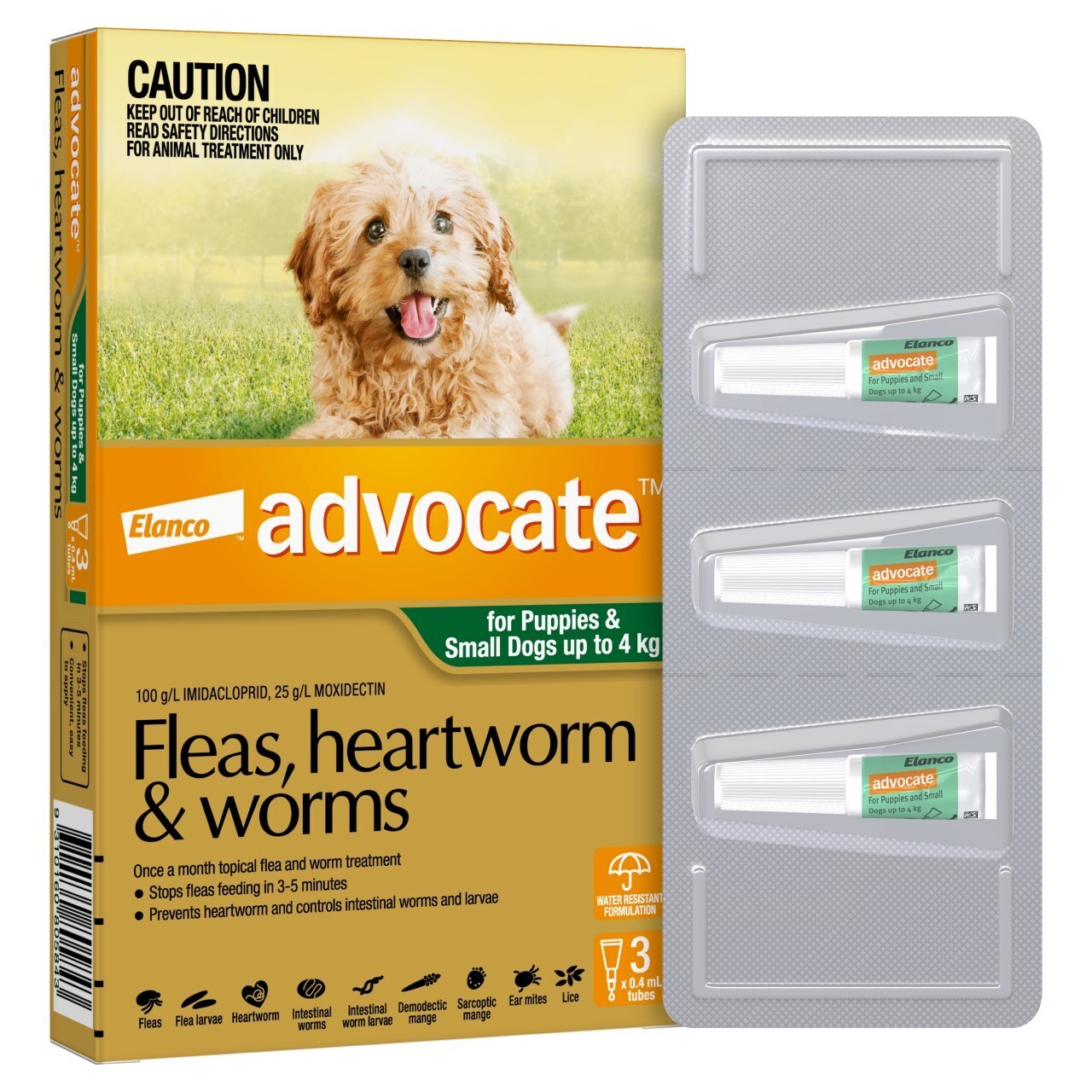 Advocate Flea & Wormer Spot-on for Dogs up to 4kg - 3-Pack