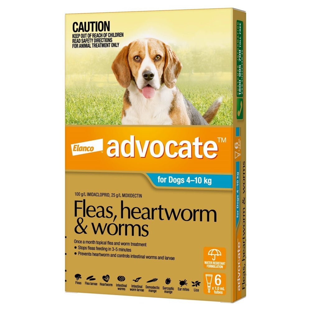 Advocate Flea & Wormer Spot-on for Dogs 4-10kg - 6-pack