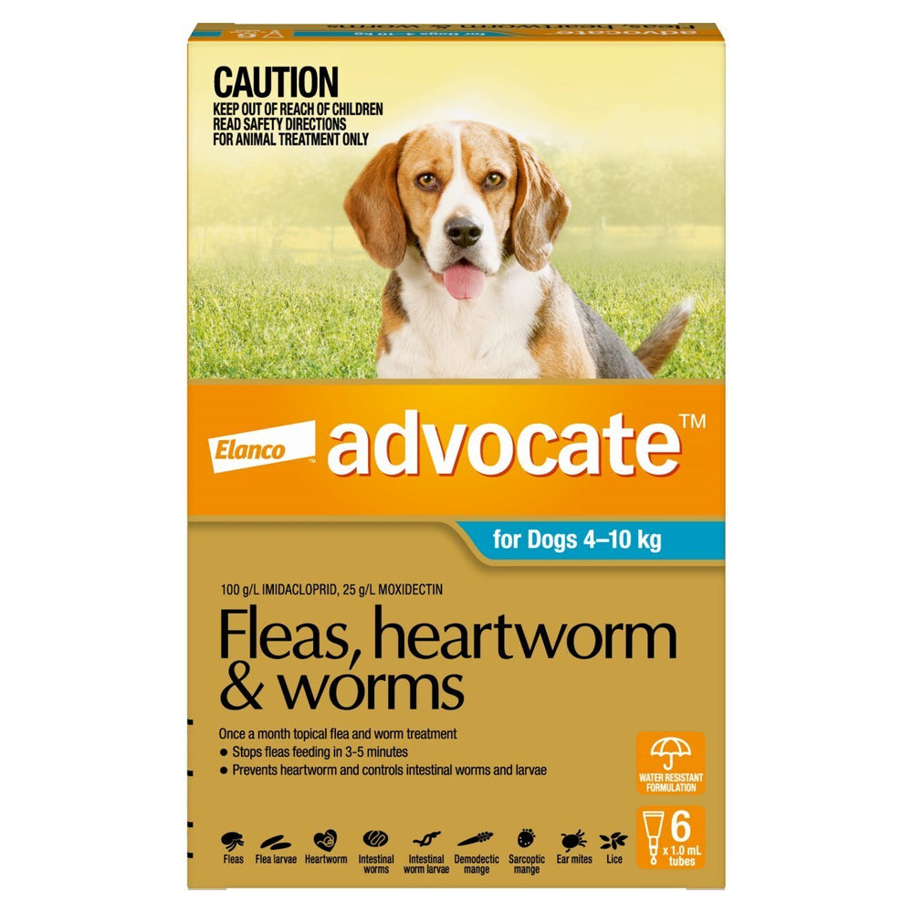 Advocate Flea & Wormer Spot-on for Dogs 4-10kg - 6-pack