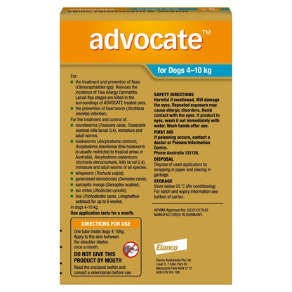 Advocate Flea & Wormer Spot-on for Dogs 4-10kg - 6-pack