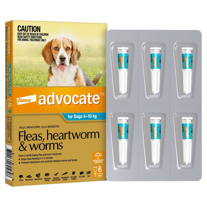 Advocate Flea & Wormer Spot-on for Dogs 4-10kg - 6-pack