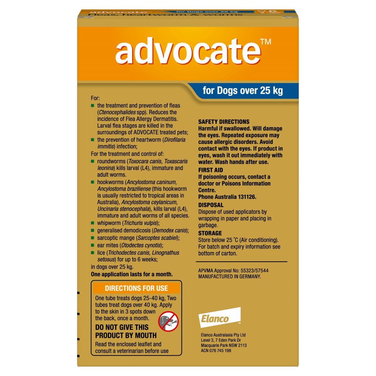 Advocate Flea & Wormer Spot-on for Dogs over 25kg - 6-pack