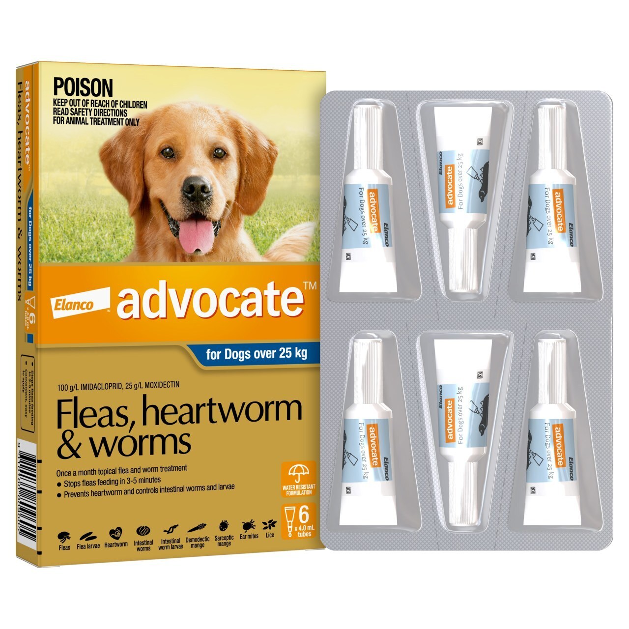 Advocate Flea & Wormer Spot-on for Dogs over 25kg - 6-pack