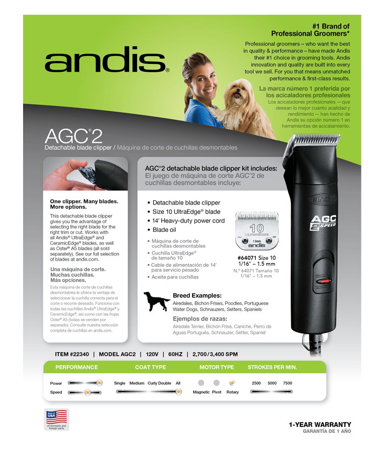 Andis – Clipper – Brushless – AGC2 – 2-Speed – Black