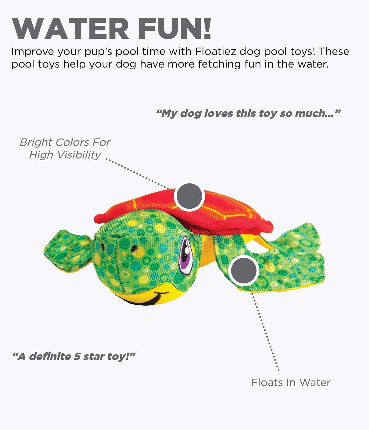 Outward Hound Floatiez Turtle Floating Squeaker Dog Toy