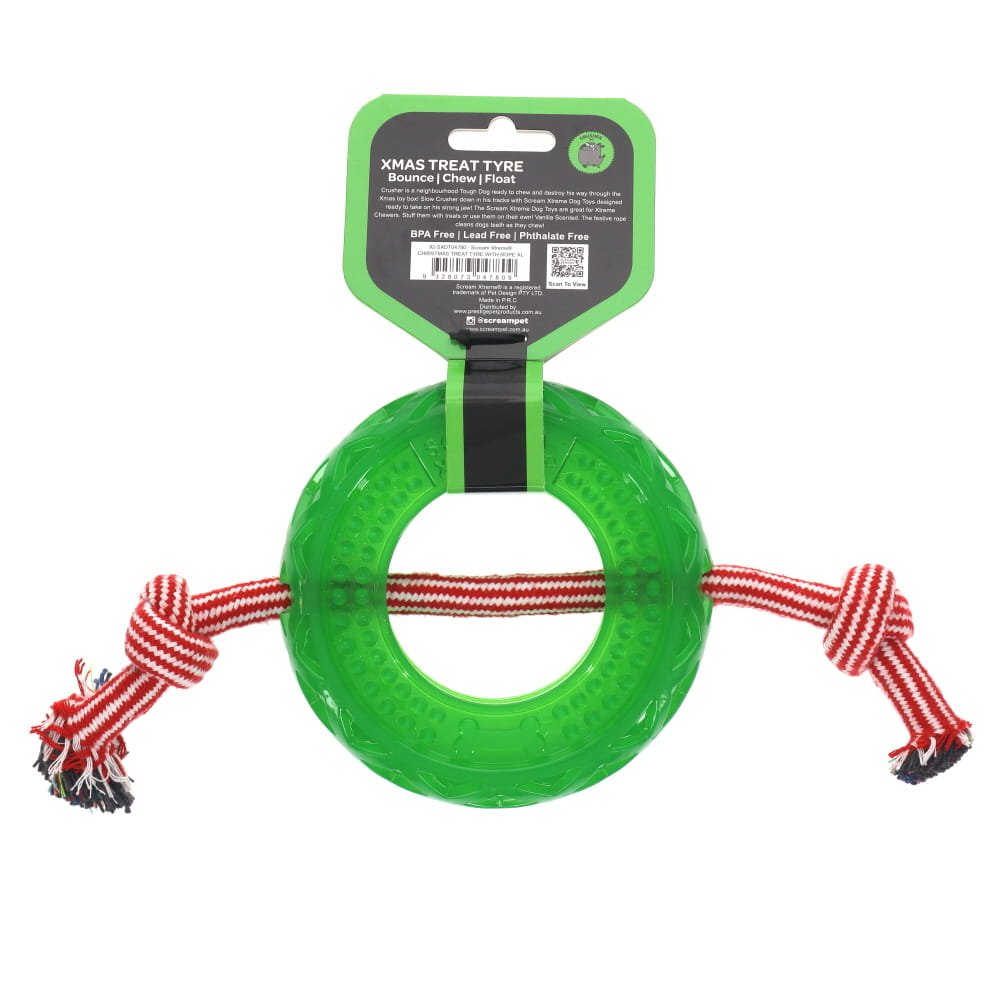 Scream – Xtreme Christmas Treat Tyre – Green with Rope