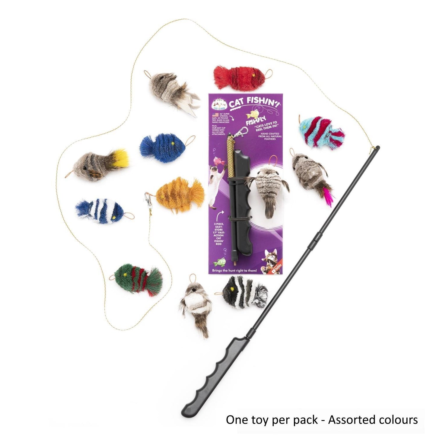 Cat Lures Cat Fishin' Rod Teaser Cat Toy - Fishfly - Zebra Fish