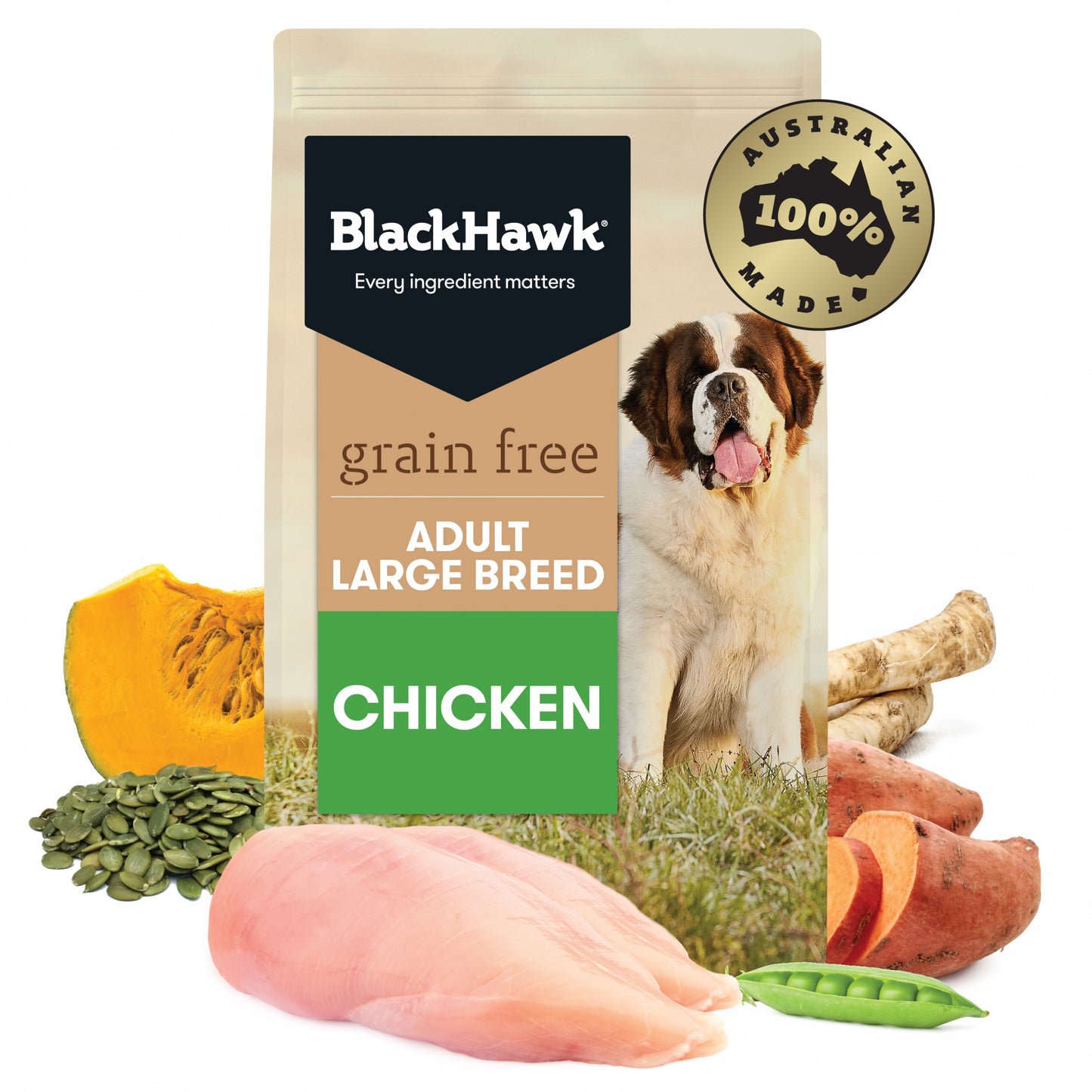 Black Hawk – GRAIN FREE – Holistic – Adult Dog - LARGE Breed – Chicken - 15kg