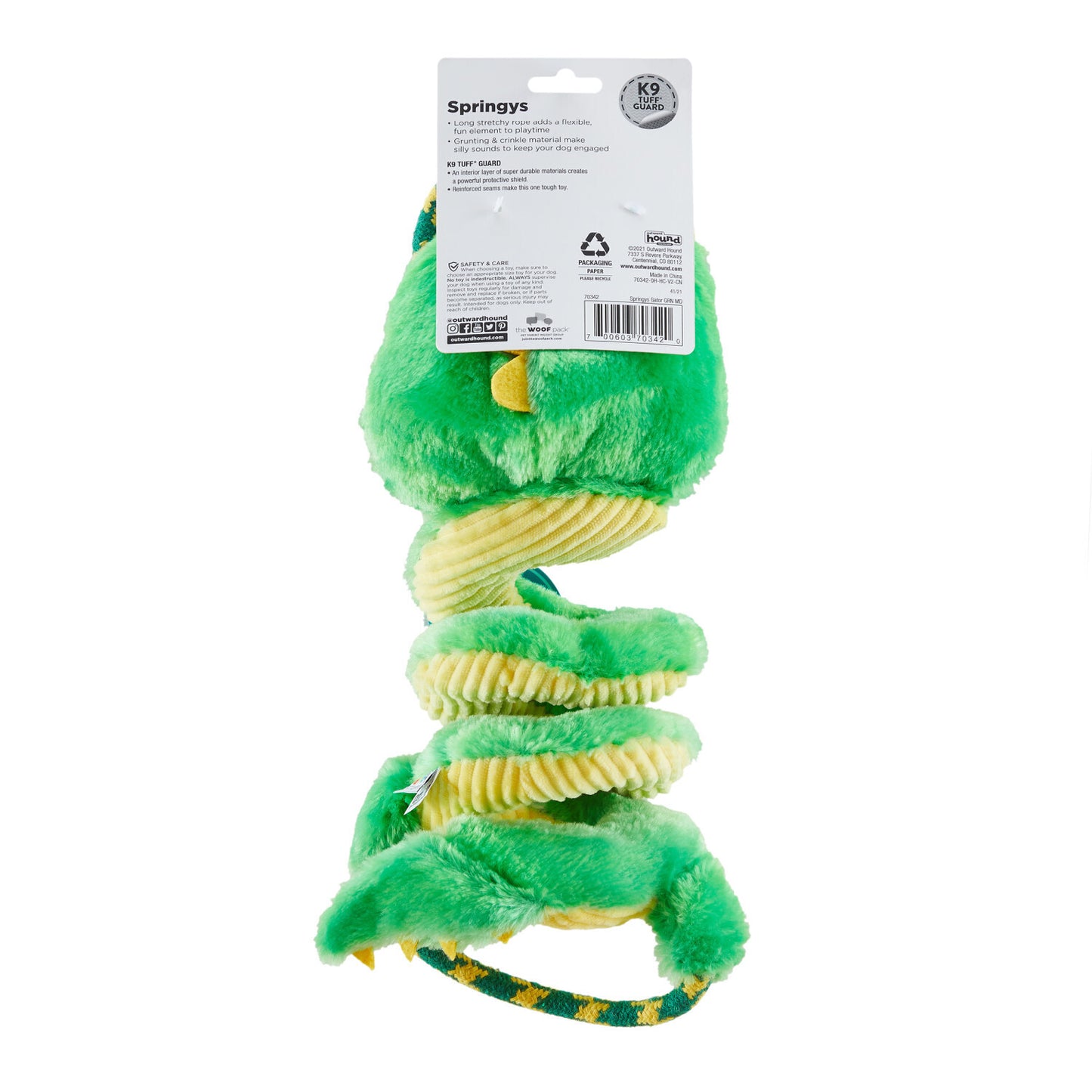 Outward Hound Springys Plush Fetch Dog Toy - Gator