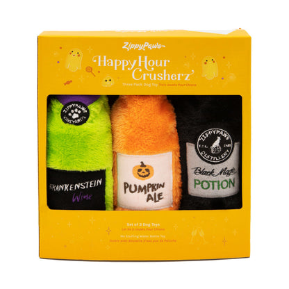 Zippy Paws Happy Hour Halloween Crusherz Squeaker Bottle Dog Toy - 3-Pack