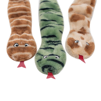 Zippy Paws Skinny Peltz Plush No- Stuffing Squeaker Dog Toy - Desert Snakes 3- Pack