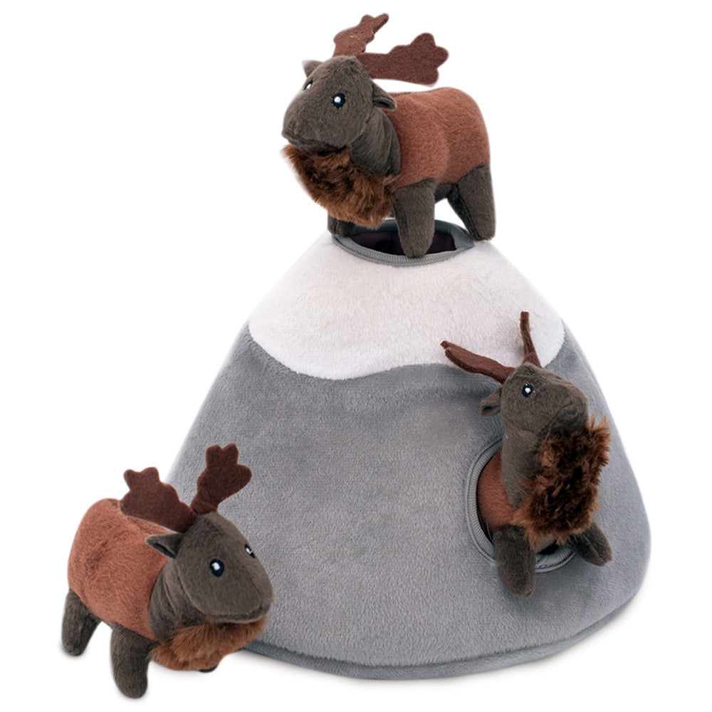 Zippy Paws Zippy Burrow Interactive Dog Toy - Elk Mountain + 3 Deers