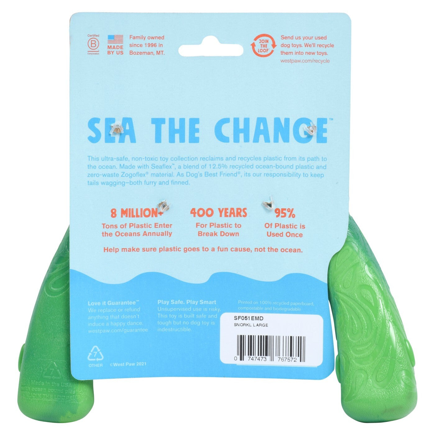 West Paw Seaflex Recycled Plastic Tug Dog Toy - Snorkl