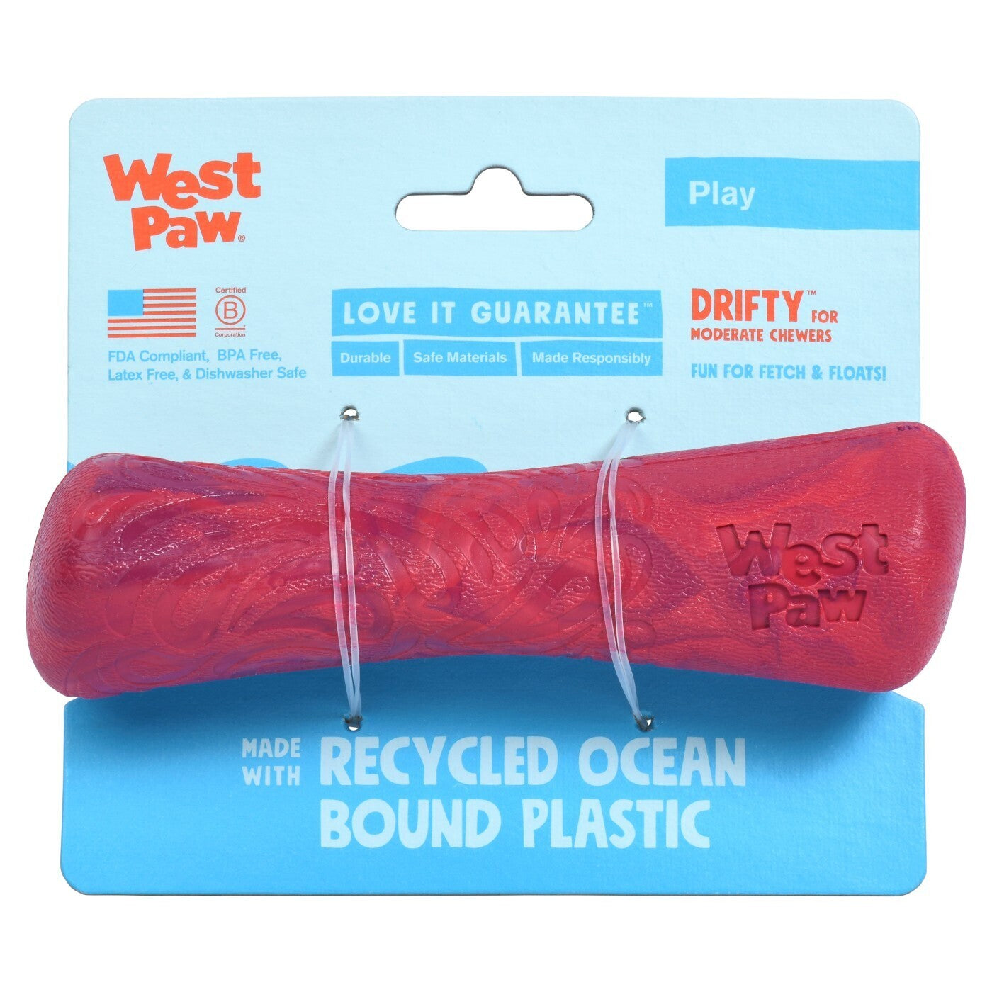 West Paw Seaflex Recycled Plastic Fetch Dog Toy - Drifty