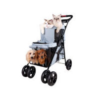 Ibiyaya Double Decker Pet Stroller for Multiple Pets - Silver Gray