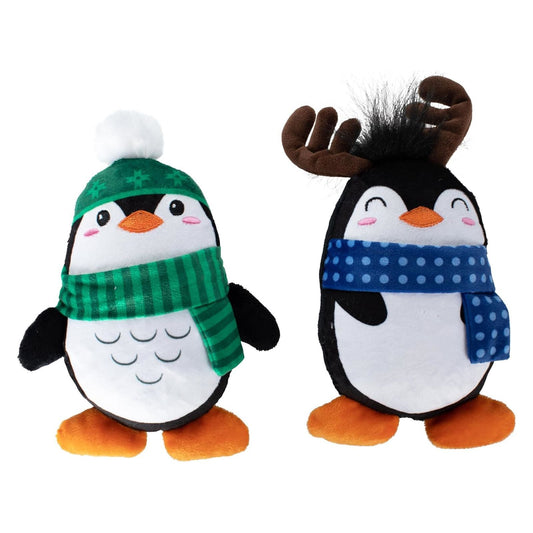 Fringe Studio Winter Waddle Land Plush Squeaker 2-Piece Christmas Dog Toy