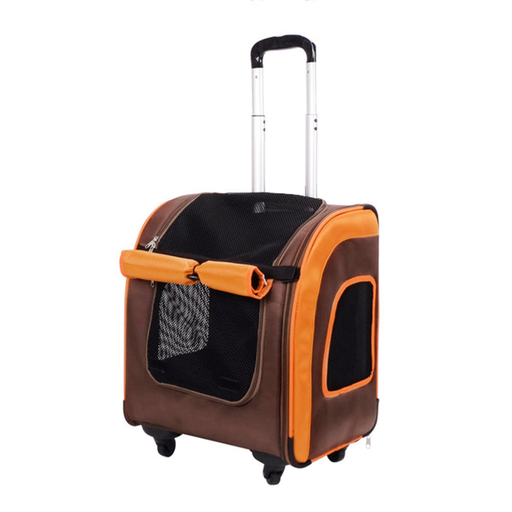 Ibiyaya New Liso Backpack Parallel Transport Pet Trolley- Orange/Brown