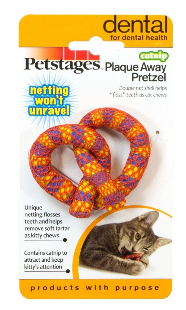 Petstages Catnip Plaque Away Pretzel Cat Chew Toy