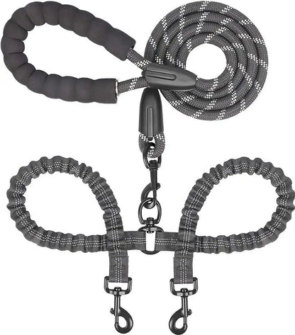 🎖️🐾 High-Quality Nylon Dual Dog Leash 🐶🐕 - Ideal for Walking, Training Small, Medium & Large Dogs 🦴🌳 - Innovative Split Design to Walk 2 Dogs at Once 🐾🐾🎉