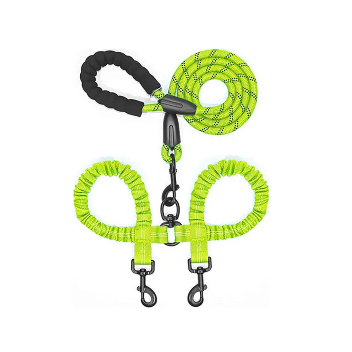 🎖️🐾 High-Quality Nylon Dual Dog Leash 🐶🐕 - Ideal for Walking, Training Small, Medium & Large Dogs 🦴🌳 - Innovative Split Design to Walk 2 Dogs at Once 🐾🐾🎉