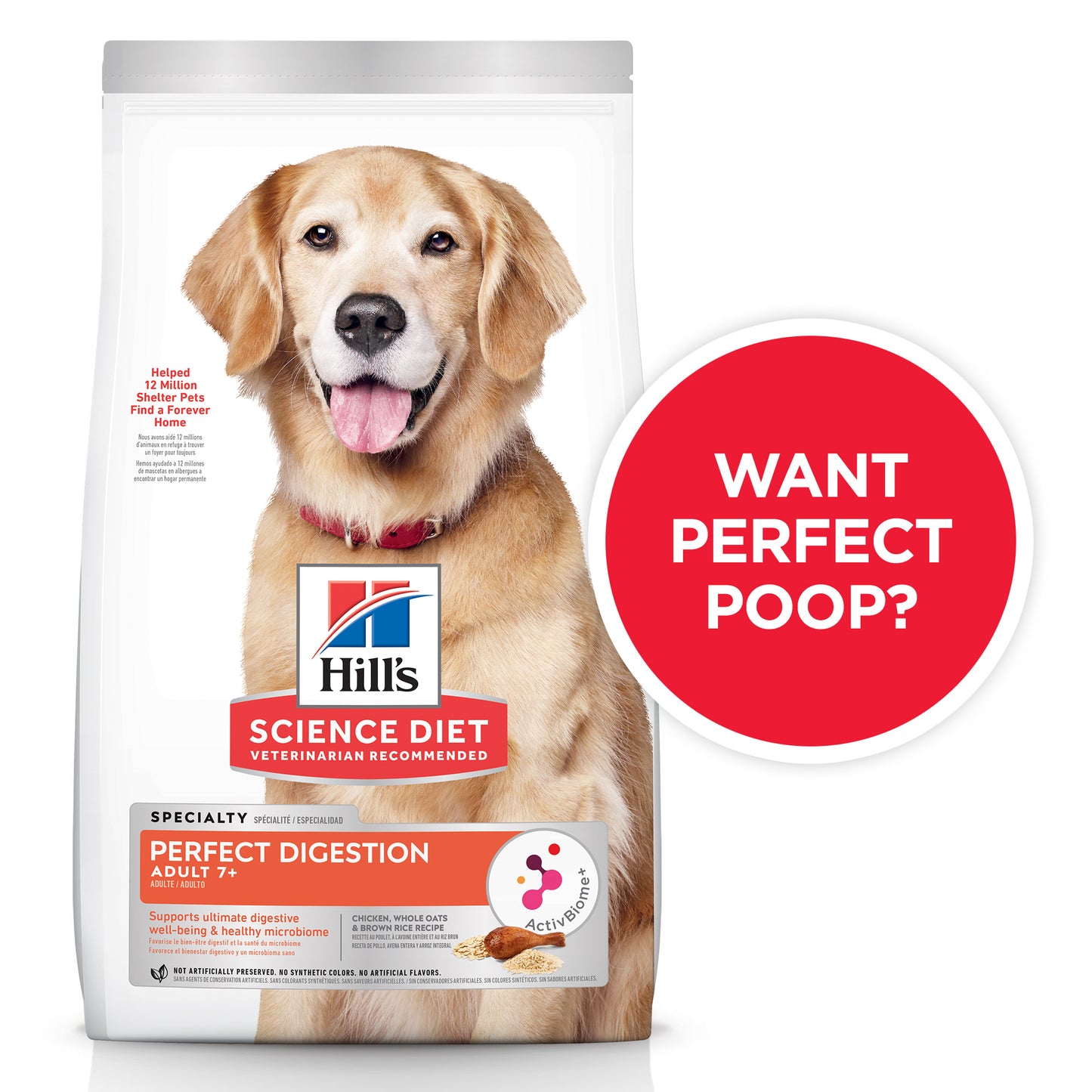 Hill's - Adult Dog - Perfect Digestion - (7+) - 5.44kg