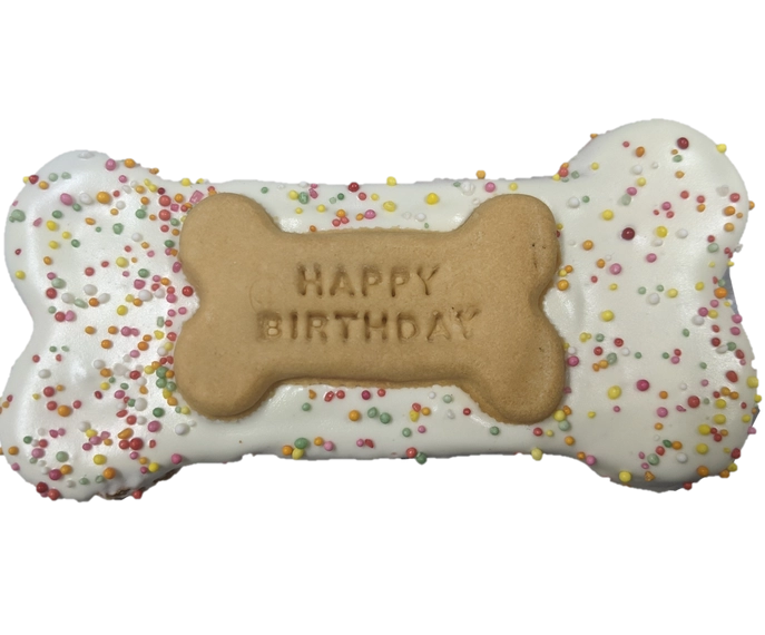 Hud's And Toke – Large Bone Cookie - Happy Birthday - Blue (1 piece)