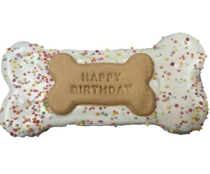 Huds And Toke – Large Bone Cookie - Happy Birthday - Pink