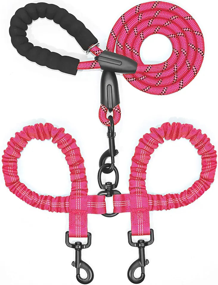 🎖️🐾 High-Quality Nylon Dual Dog Leash 🐶🐕 - Ideal for Walking, Training Small, Medium & Large Dogs 🦴🌳 - Innovative Split Design to Walk 2 Dogs at Once 🐾🐾🎉