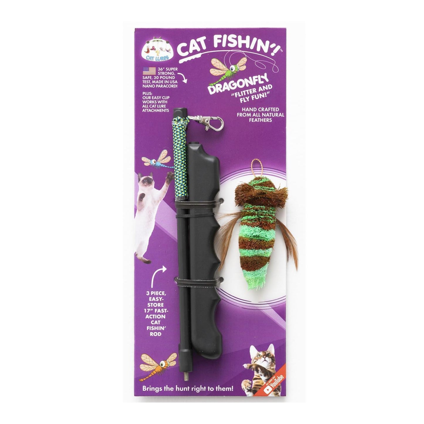 Cat Lures Cat Fishin' Rod Teaser Cat Toy - Dragonfly