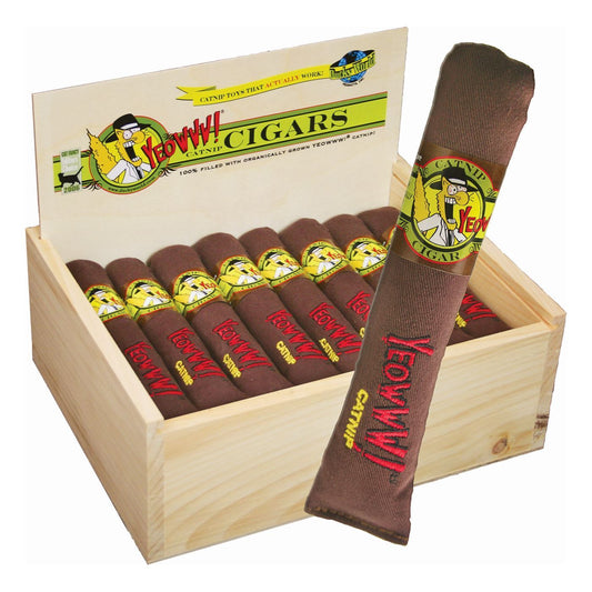 Yeowww! Catnip Cat Toys - 24 Cigar w/Birch Wood Display Box